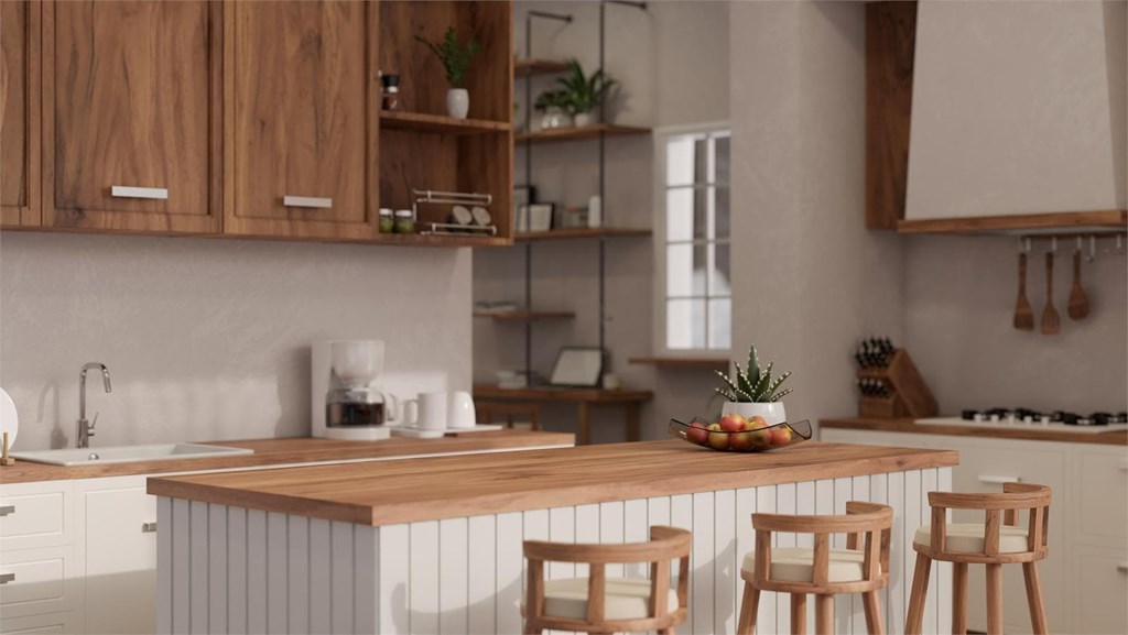 Isla de la cocina de madera maciza