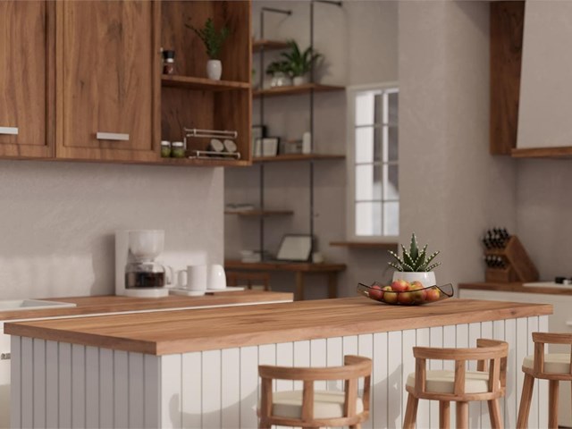 Isla de la cocina de madera maciza